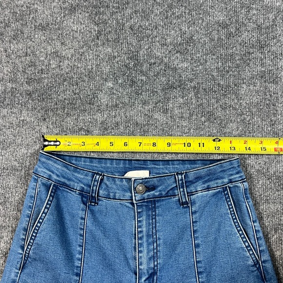 Litz Wide Jeans Womens 28 Blue Denim Cotton Frayed Hem High Rise Medium Wash - Picture 5 of 11